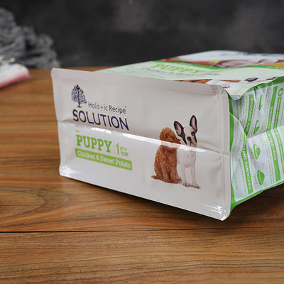 Plastic Verpakkende de Zaktribune van het Hondbrc Voedsel voor huisdieren op de Hoekplaatzakken van de Zak Vlakke Bodem met Ritssluiting