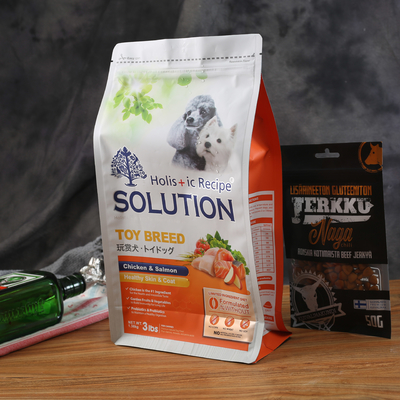 Behandelt de aluminiumfolie Gelamineerde 60mic-Vissenvoedsel Hond van de Verpakkings Vlakke Bodem Pakketten